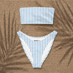 Baby Blue Striped Bandeau Bikini