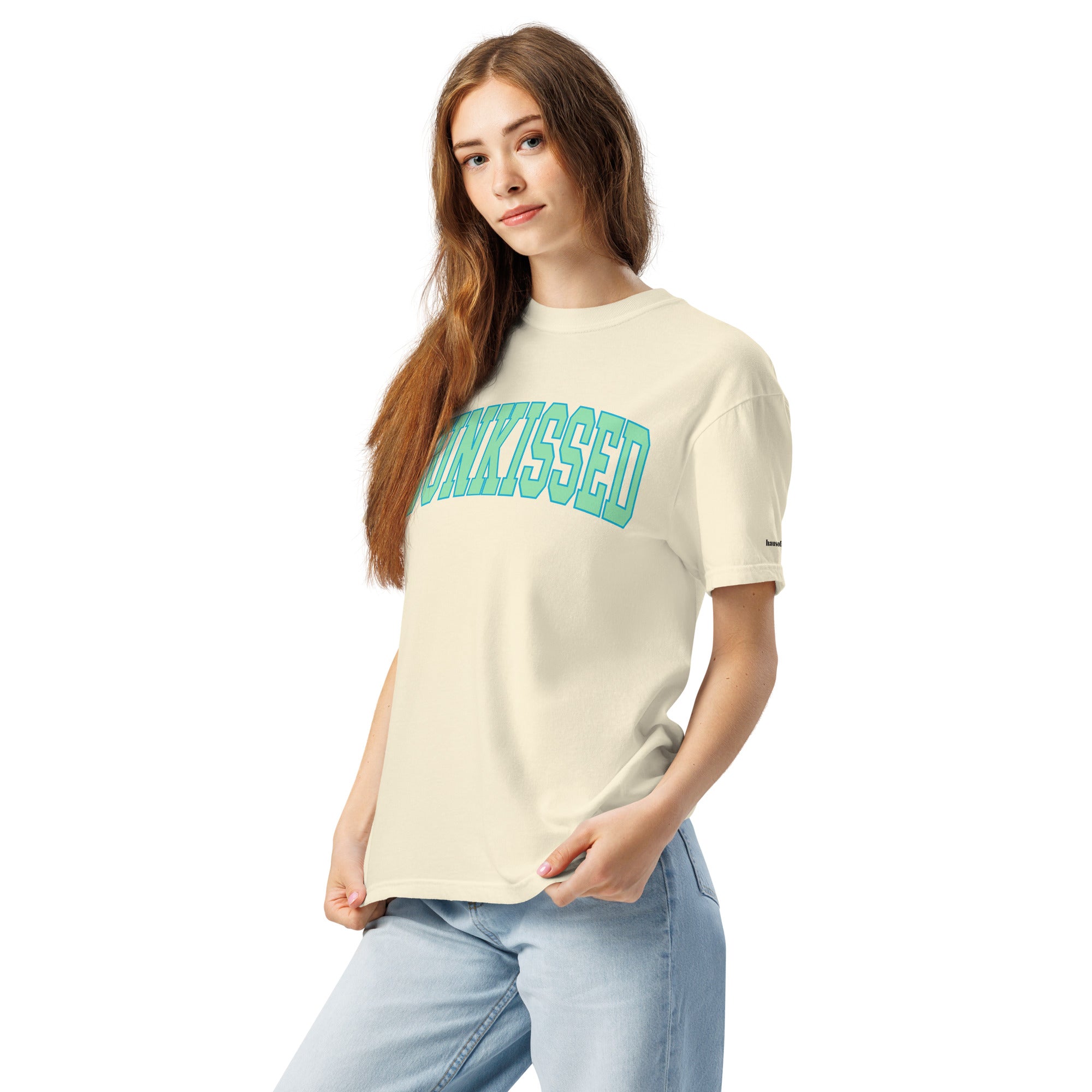 Sunkissed women's garment-dyed heavyweight t-shirt in a warm vintage washed tone