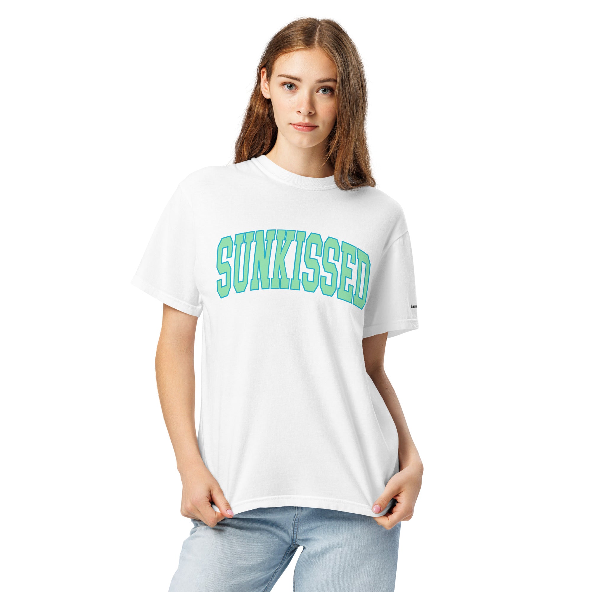 Sunkissed women's garment-dyed heavyweight t-shirt in a warm vintage washed tone