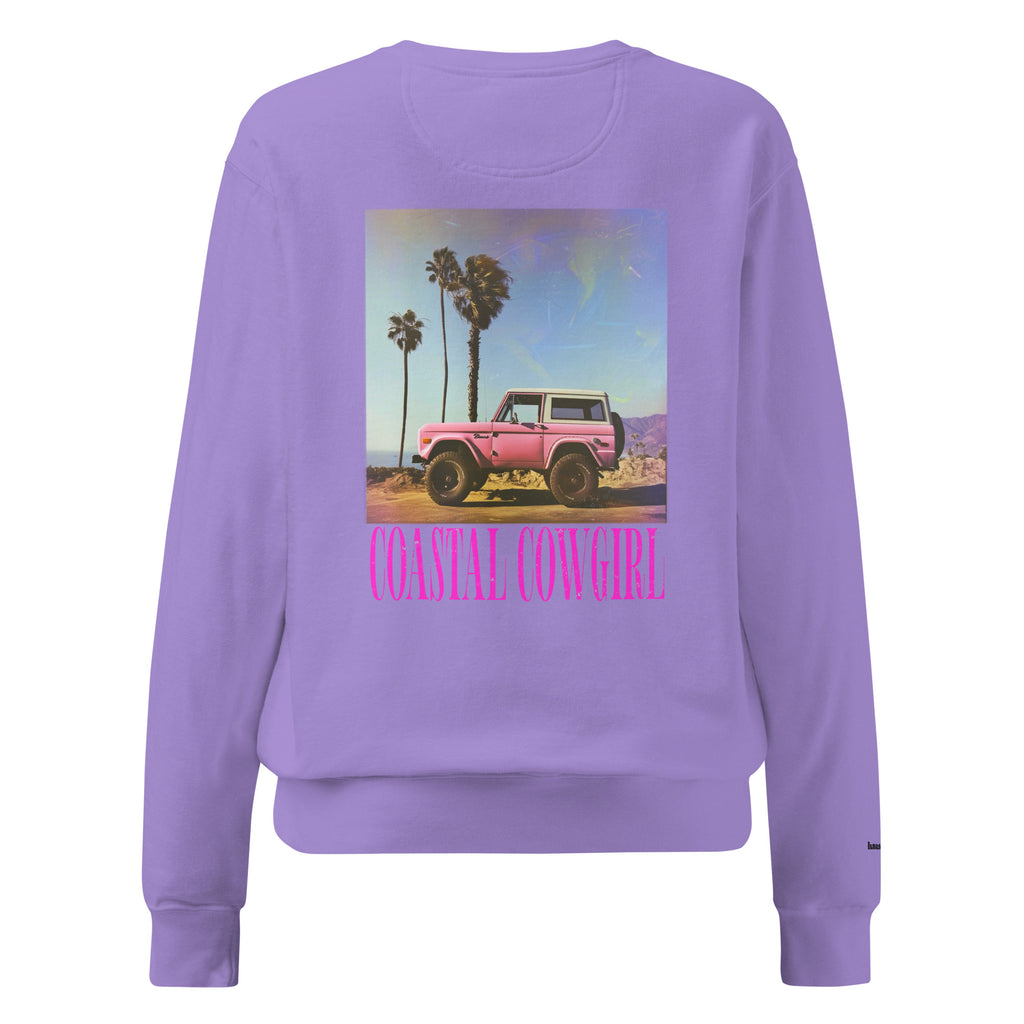 Coastal Cowgirl garment-dyed unisex sweatshirt in a warm washed tone laid flat