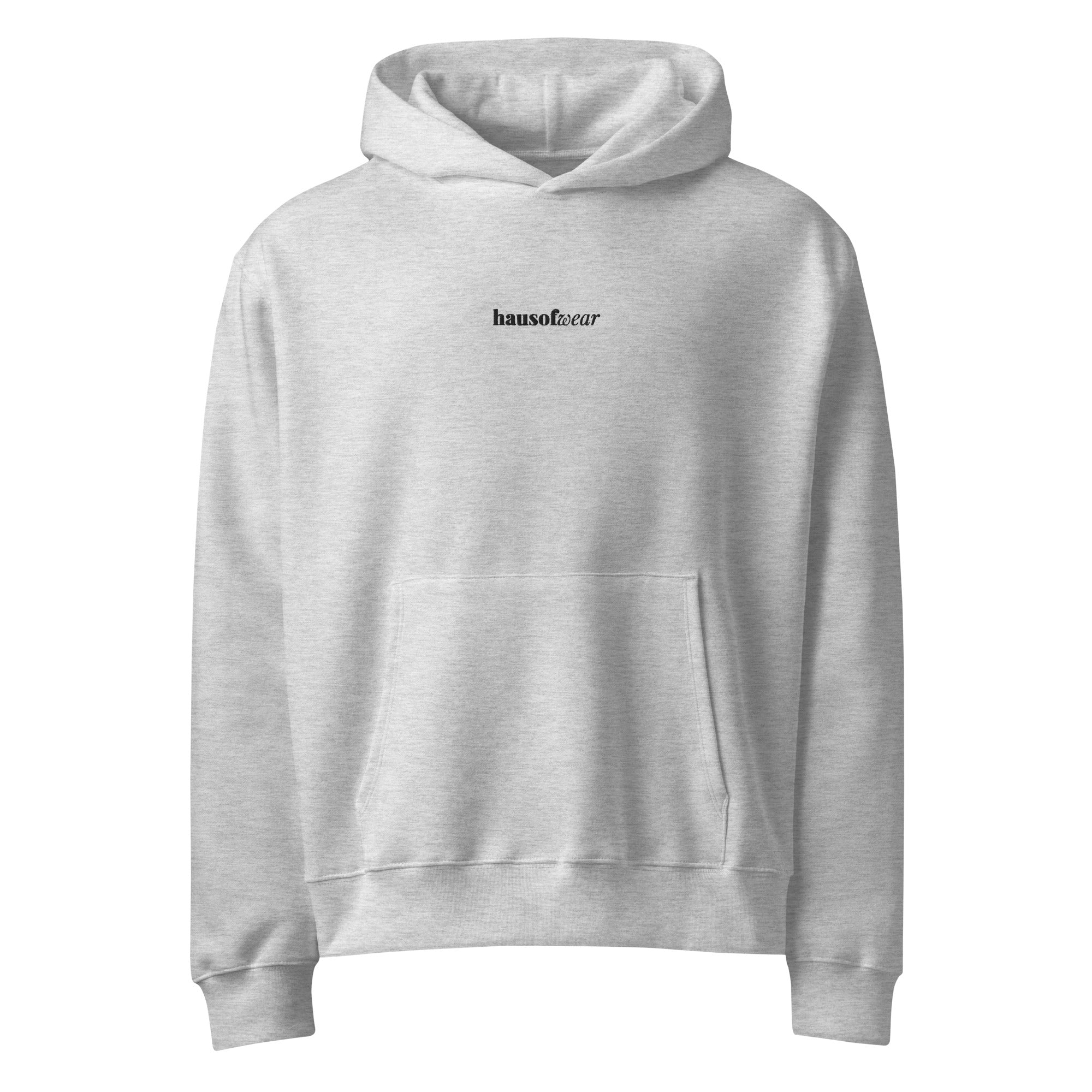 HausOfWear oversized heavyweight hoodie displayed in a relaxed flat lay on a neutral surface