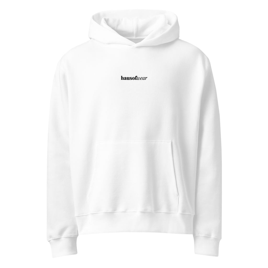 HausOfWear oversized heavyweight hoodie displayed in a relaxed flat lay on a neutral surface