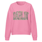 Darlin' script graphic women's organic crew neck sweatshirt in a cozy flat lay setup