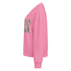 Darlin' script graphic women's organic crew neck sweatshirt in a cozy flat lay setup
