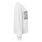 Darlin' script graphic women's organic crew neck sweatshirt in a cozy flat lay setup