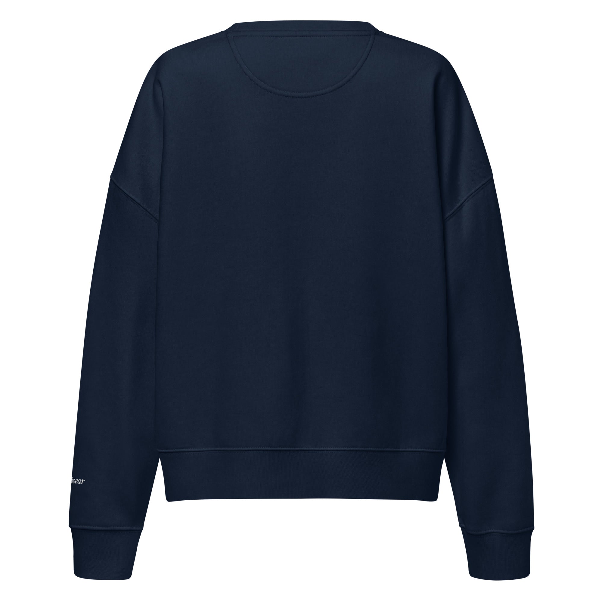 Darlin' script graphic women's organic crew neck sweatshirt in a cozy flat lay setup