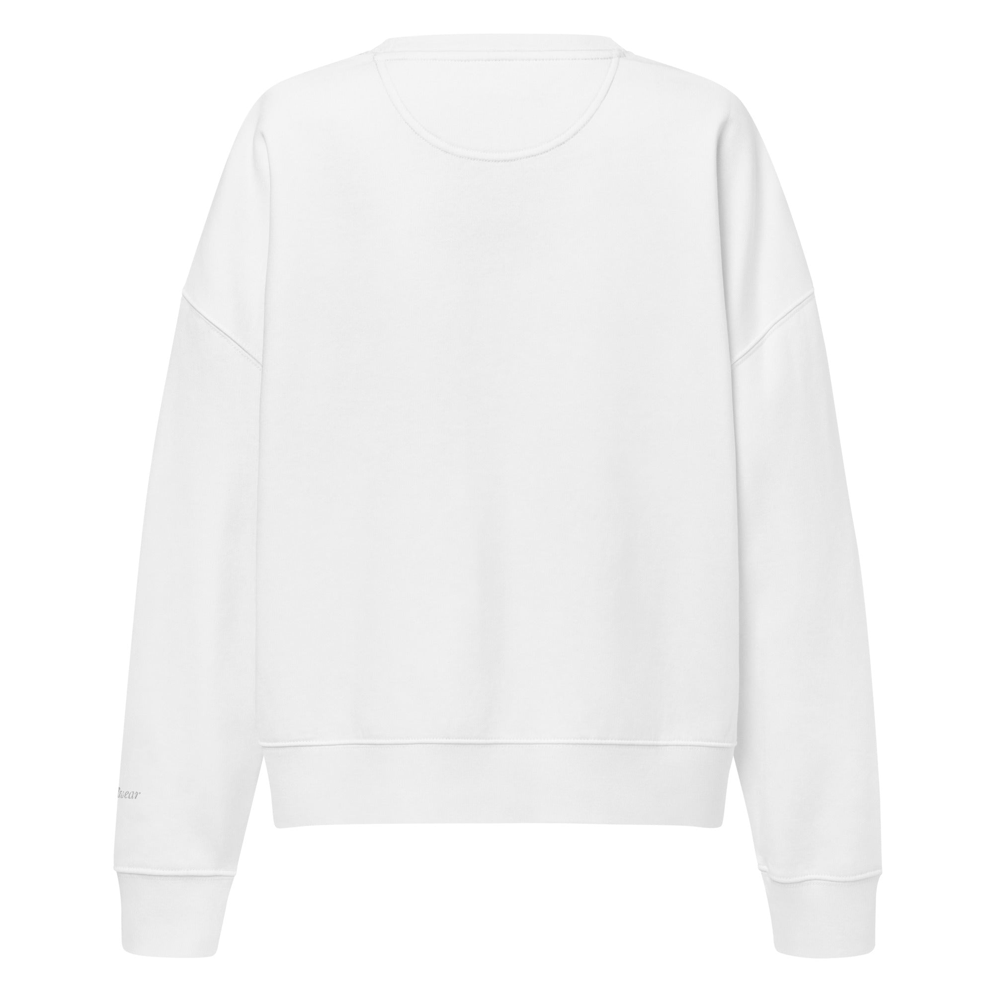 Darlin' script graphic women's organic crew neck sweatshirt in a cozy flat lay setup