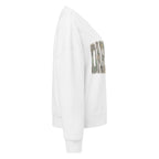 Darlin' script graphic women's organic crew neck sweatshirt in a cozy flat lay setup
